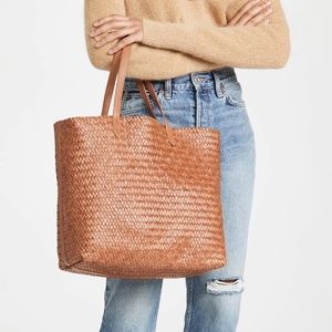 Madewell Woven Transport Tote in Brown Leather